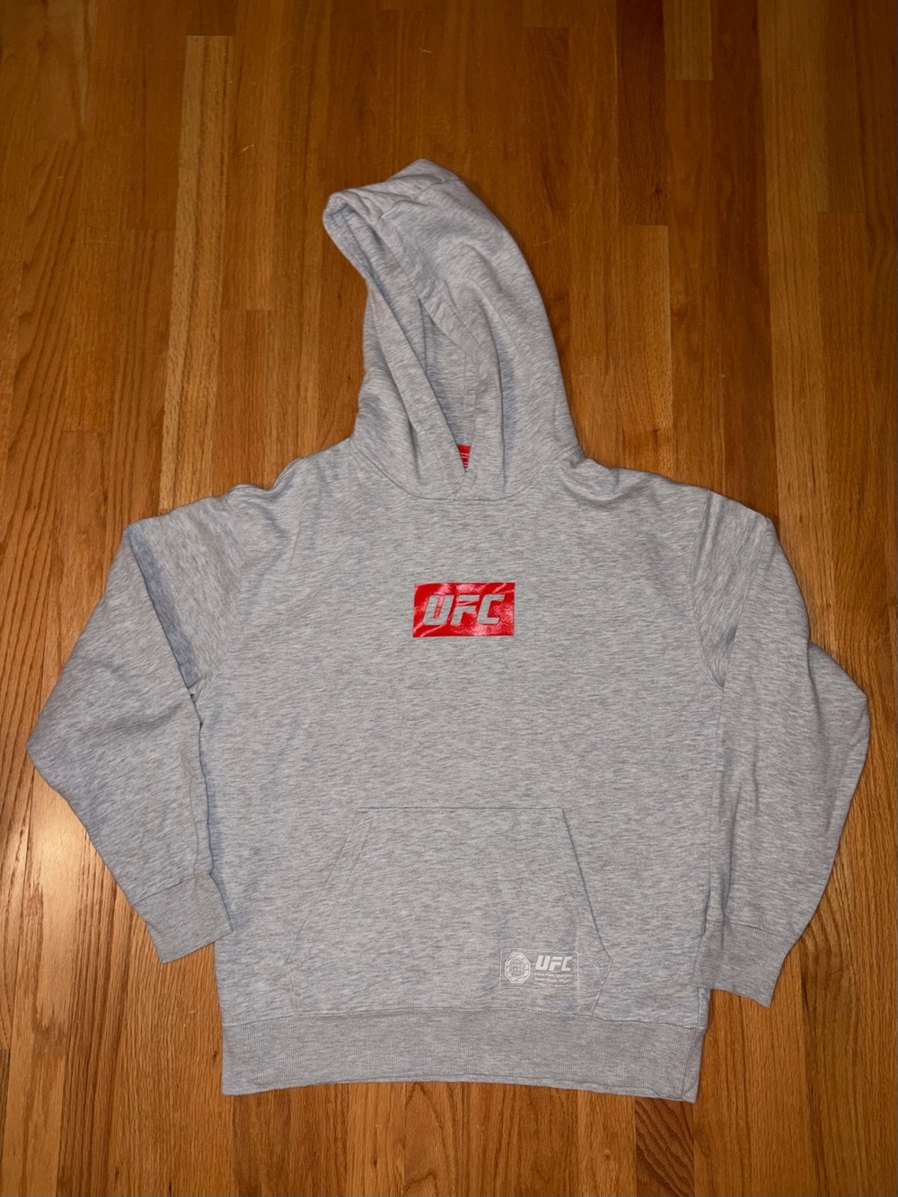 UFC Gray Pullover Hoodie with Red Logo | Size M